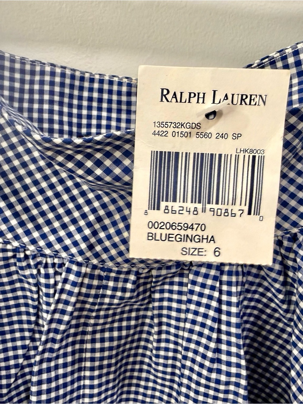 Vintage 90s Ralph Lauren Sport Blue White Gingham Skirt Women 6 Classic Preppy - Picture 5 of 8